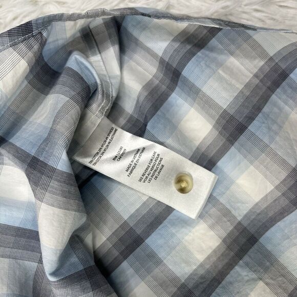 Travis Mathew Short Sleeve Button Down Shirt Plaid/Checkered Blue/White Size L - Picture 10 of 12